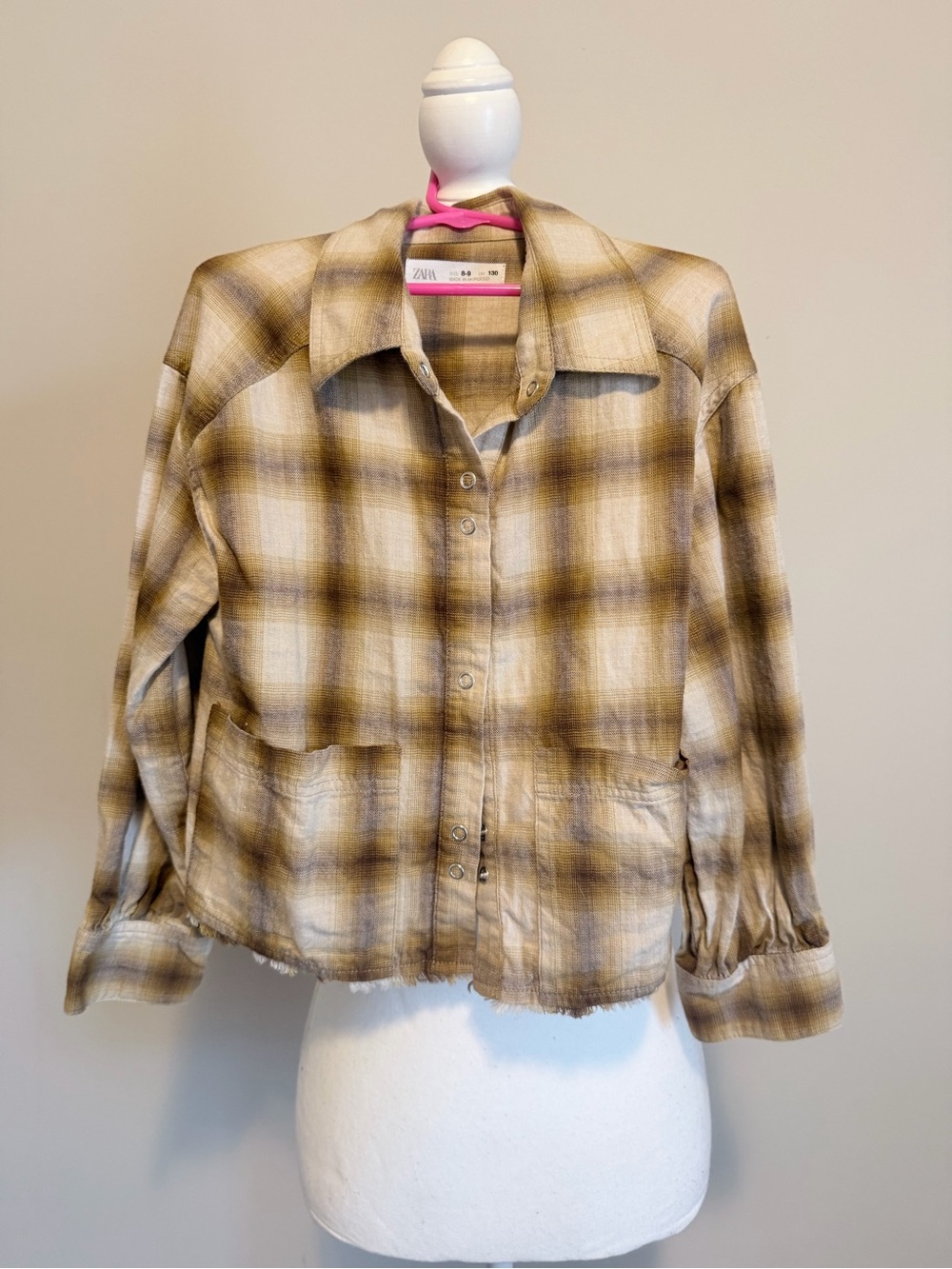 Zara girls button down plaid long sleeve shirt size 8-9 - Picture 2 of 9